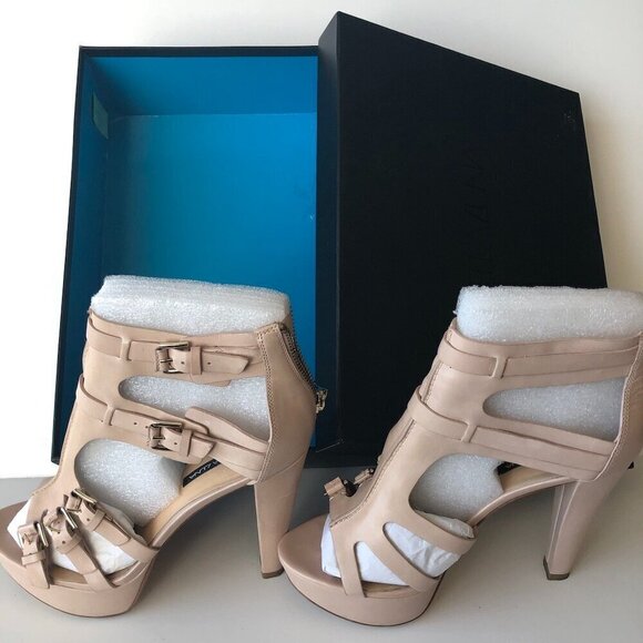 STELLA LUNA Nude Strappy Buckle Stiletto Heels Platform ankle boot sandal EU38 - Picture 3 of 16